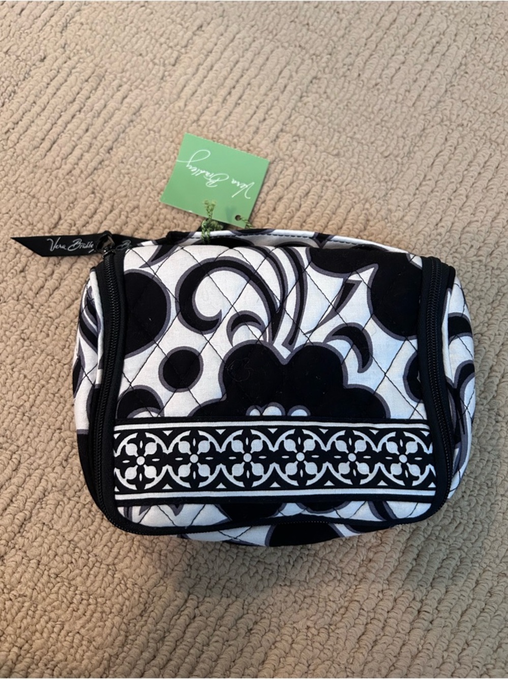 Vera Bradley Black and White Quilted Travel Cosmetic Case